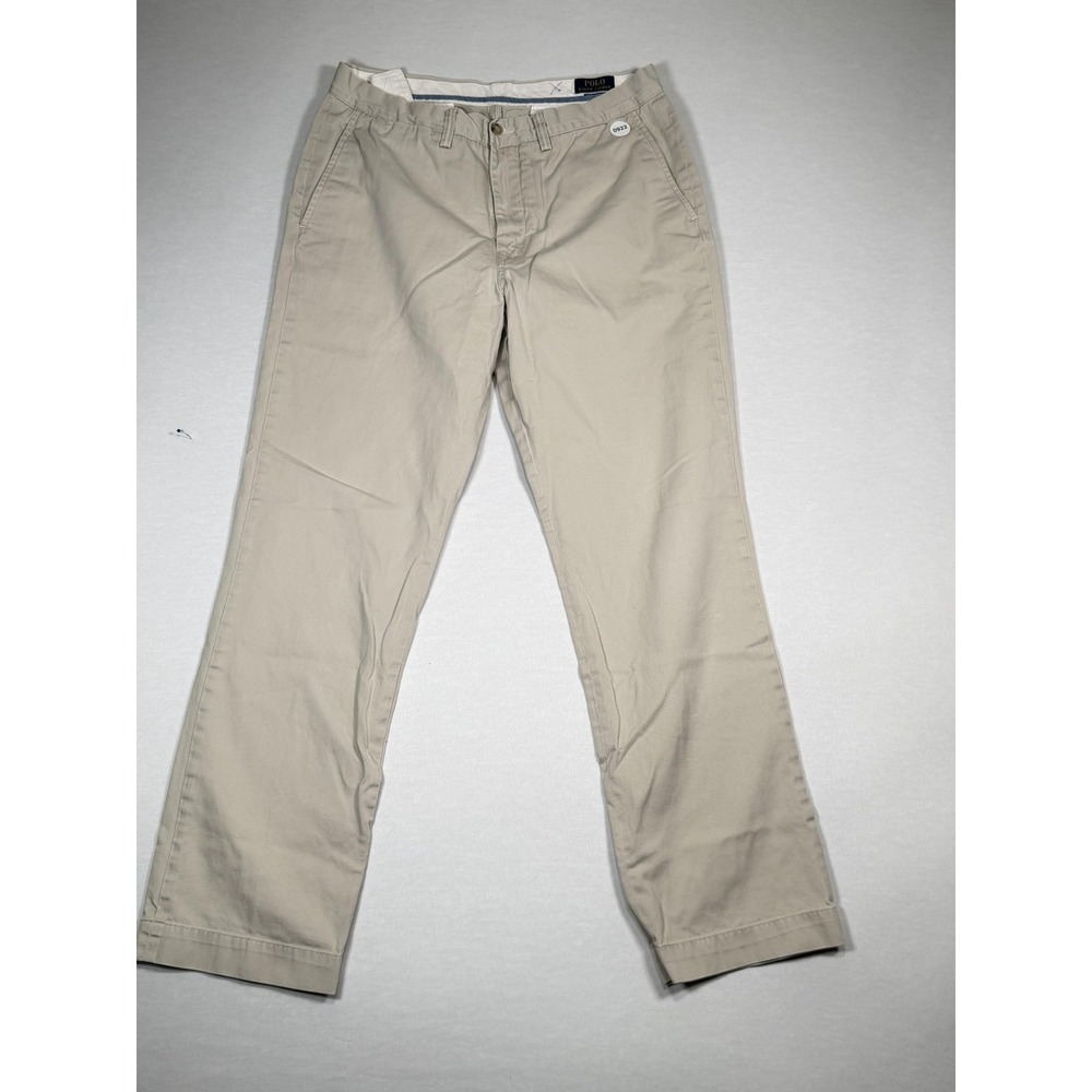 Polo Ralph Lauren Pants Mens 34x32 Beige Pleated Chino Straight Dress Casual